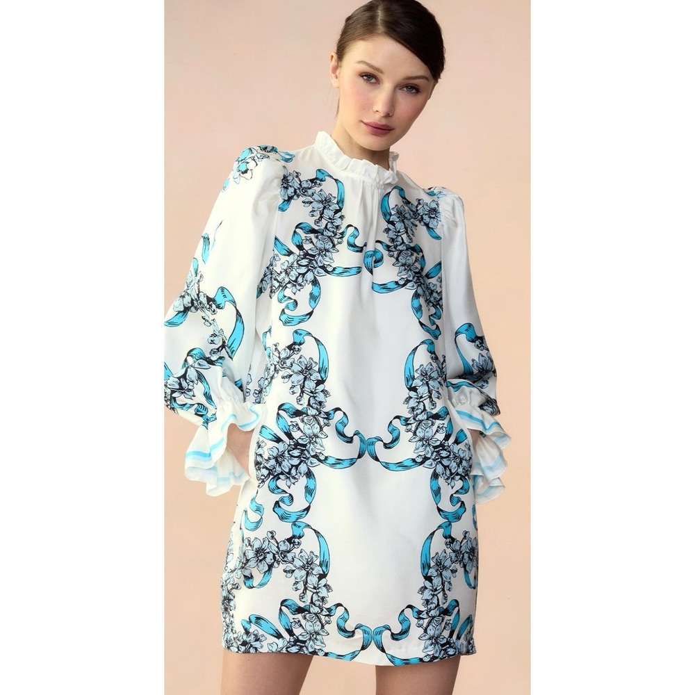 $545 NWT CYNTHIA ROWLEY Marseille Silk Shift Dress Floral Size 0